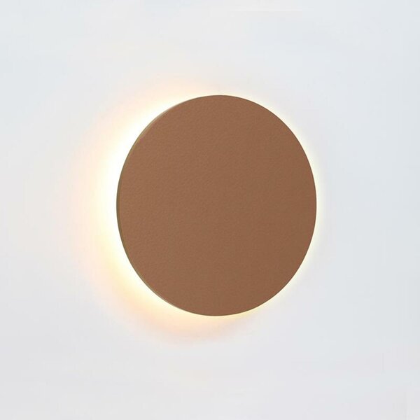 ACA Lighting nástěnné svítidlo LED 5W 3000K 400LM světle hnědá kůže MDF kruh D14XH3,6CM ECLIPSE ZM1705LEDWLL