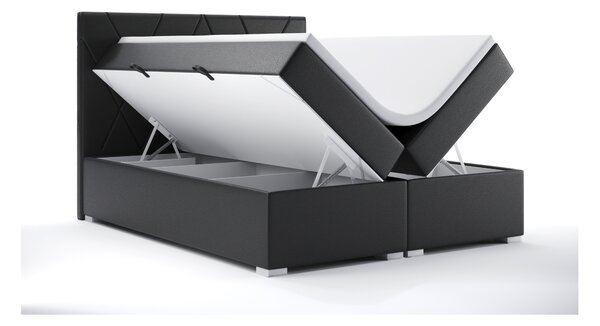 Boxspring postel 140 cm Lanarra (černá ekokůže) (s úložným prostorem)