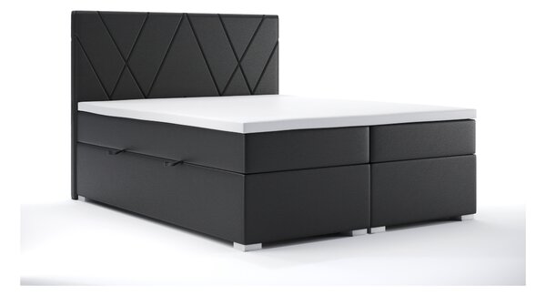 Boxspring postel 140 cm Lanarra (černá ekokůže) (s úložným prostorem)
