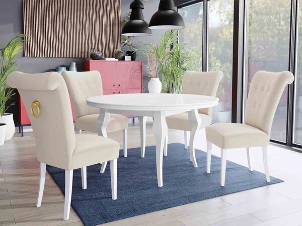 Čalouněná jídelní židle ST65 + klepadlo, Klepadlo: zlaté, Barva křesla: bíla polomatná, Potah: Magic Velvet 2250 5903211143724