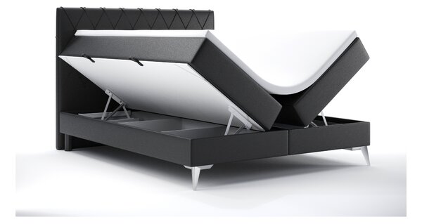 Boxspring postel 140 cm Miror (černá ekokůže) (s úložným prostorem)