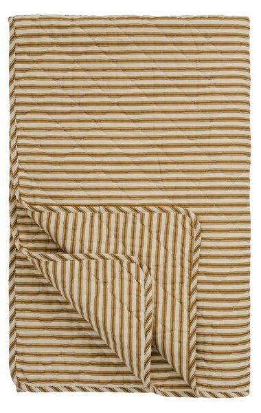 Prošívaný přehoz Sand / Ochre green stripes 130 × 180 cm