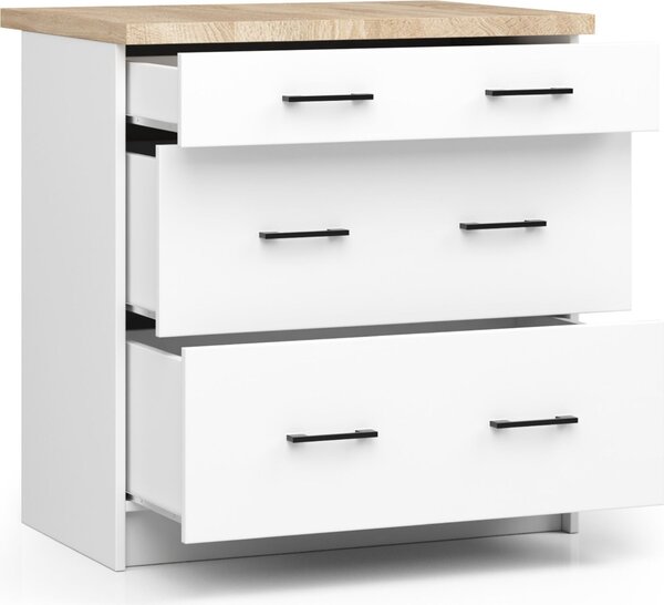 AKORD Furniture Factory KS0POLIBIA3S015, Bílá, 16 mm, 3 zásuvka/zásuvek, 460 mm, 800 mm, 850 mm
