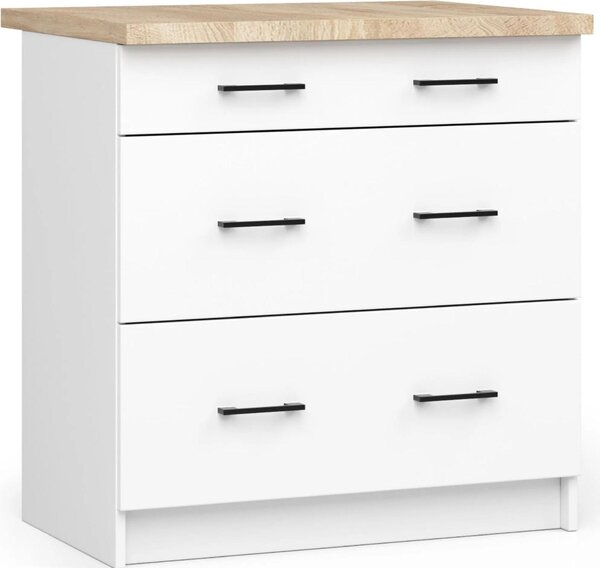 AKORD Furniture Factory KS0POLIBIA3S015, Bílá, 16 mm, 3 zásuvka/zásuvek, 460 mm, 800 mm, 850 mm