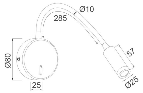 ACA Lighting nástěnné svítidlo LED 3W 3200K 190LM černá kov D8X36CM ALIS SF1501LEDB