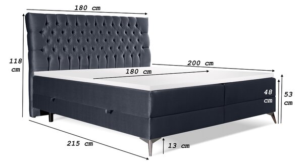 Boxspring postel 140 cm Molera (černá) (s úložným prostorem)