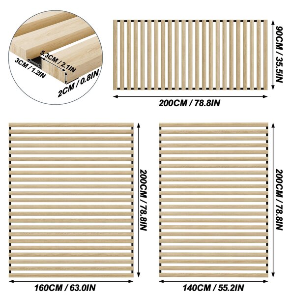 TANYEAR Latkový rošt 90 x 200 cm, dřevěný, s 23 lamelami, nosnost 300 kg, rošt na postel