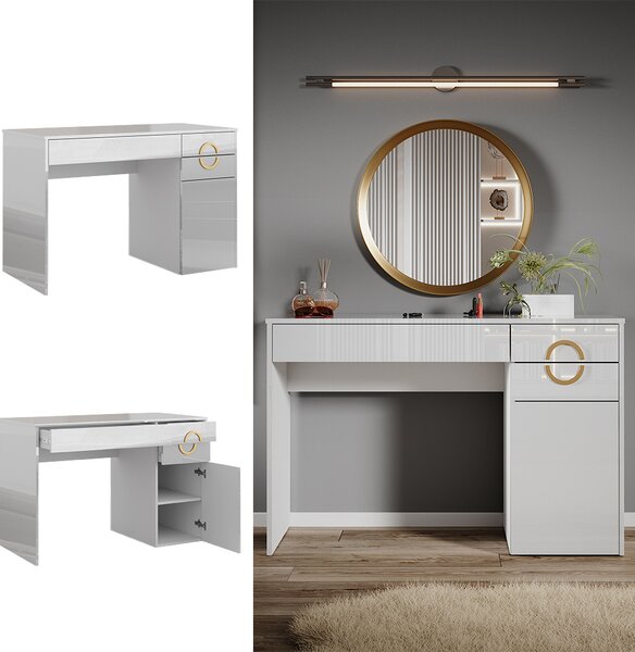 Toaletní stolek Vicco Adela Bílá 115 cm se 3 zásuvkami, Model 40813