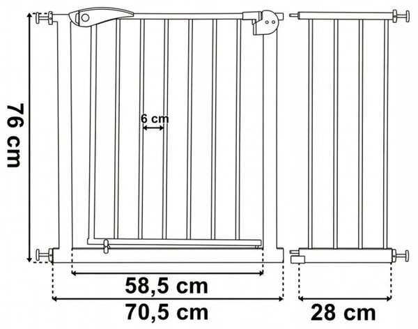 Bezpečnostní zábrana na schody NILA bílá 75-113 cm