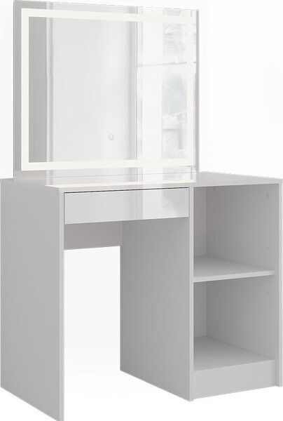 Toaletní stolek Vicco Sherry Bílá/bílý vysoký lesk 89.8 cm s LED zrcadlem, Model 57682