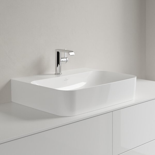 Villeroy & Boch Finion - Umyvadlo 600x470 mm, broušené bez přepadu, alpská bílá CeramicPlus 41686LR1