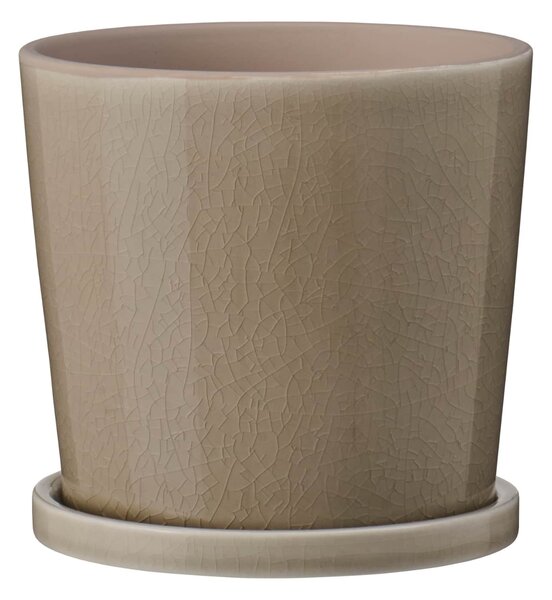 Kameninový květináč s podmiskou Cracked Saga Beige 11 cm