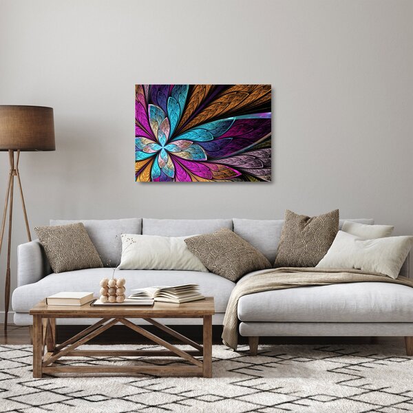 Skleněný obraz - Abstrakce, květina (70x50 cm)
