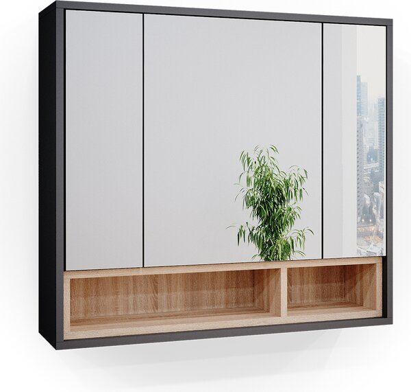 Koupelnová zrcadlová skříňka Vicco Beatrice Antracit 80 x 72 cm, Model 34837