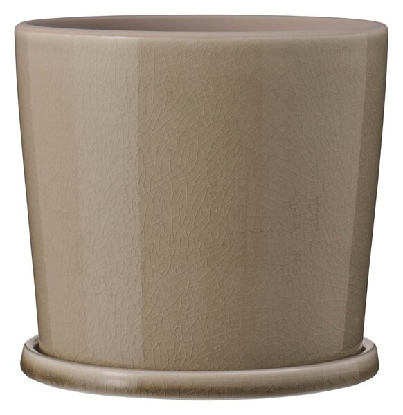 Kameninový květináč s podmiskou Cracked Saga Beige 15 cm