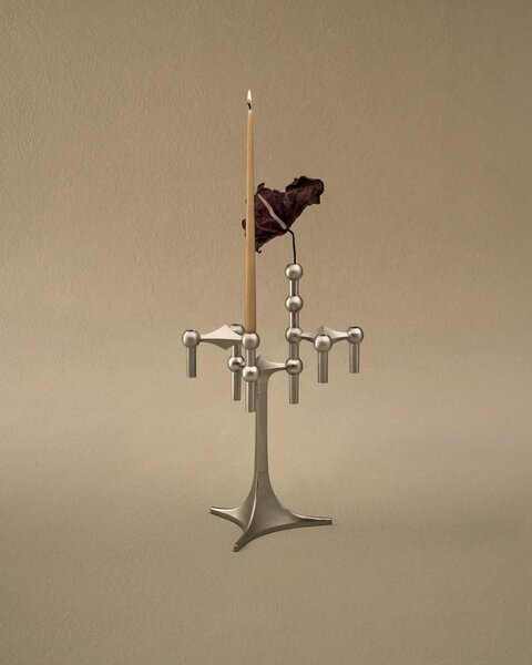 Designový svícen STOFF Nagel Stand Brushed Chrome