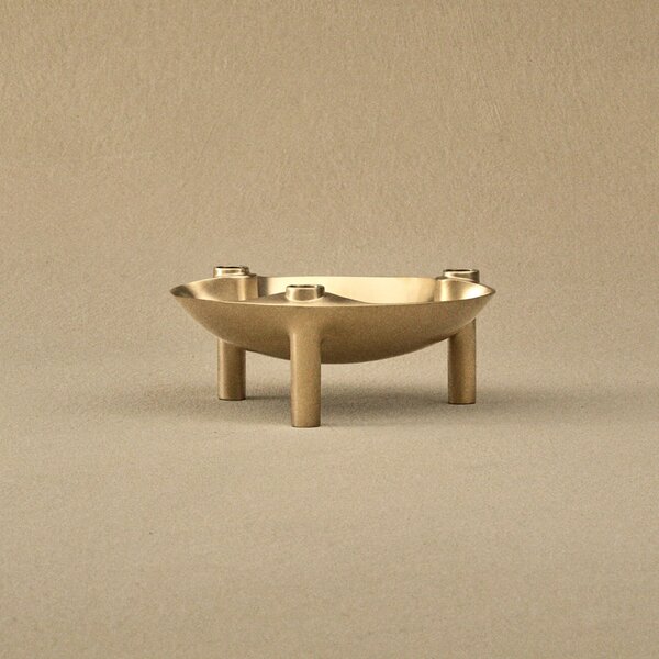 Designová miska se svícny STOFF Nagel Brushed Brass