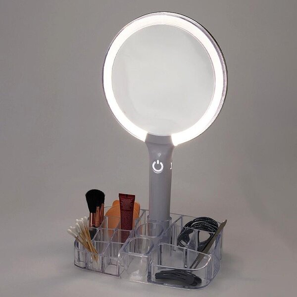 Kosmetické zrcátko s LED osvětlením a organizérem 18 x 34,5 cm KO-170488360