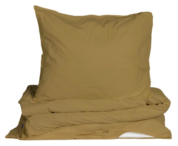 Povlečení z organické bavlny Crinkle Mustard Gold 150 × 210 cm