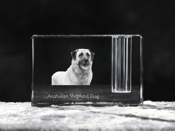Anatolský pastevecký pes - Stojan na pera, křišťálový organizér s fotografií psa, jedinečná dekorace na stůl od značky Art-Dog