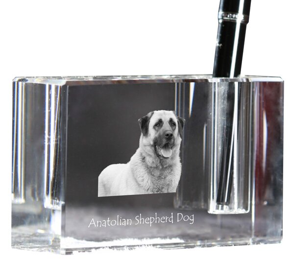 Anatolský pastevecký pes - Stojan na pera, křišťálový organizér s fotografií psa, jedinečná dekorace na stůl od značky Art-Dog
