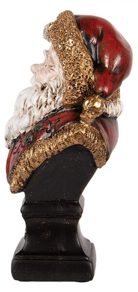 Vánoční dekorace busta Santa Clause v červeném kabátku na zdobeném podstavci – 10x8x17 cm