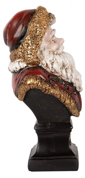 Vánoční dekorace busta Santa Clause v červeném kabátku na zdobeném podstavci – 10x8x17 cm