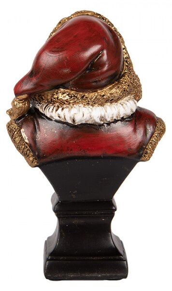 Vánoční dekorace busta Santa Clause v červeném kabátku na zdobeném podstavci – 10x8x17 cm
