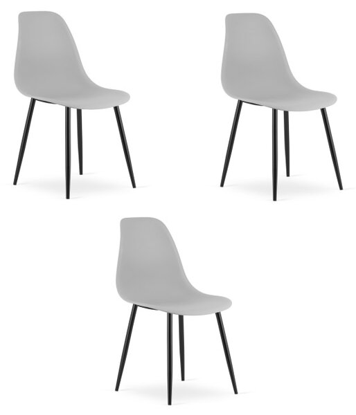 Set tří jídelních židlí WAT šedý - černé nohy (3 ks)