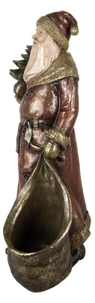 Vánoční dekorace otec Vánoc se stromečkem a prázdnou nůší – 24x17x47 cm