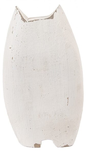 Dřevěná dekorace bílá kočička s velkým srdcem a kovovými fousky Celpas L – 12x6x19 cm