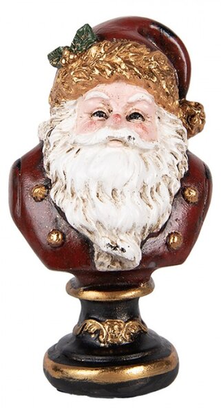 Vánoční dekorace busta Santa Clause v červeném kabátku se zlatými detaily – 9x8x15 cm