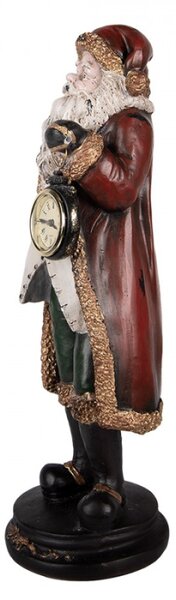 Vánoční dekorace Santa Claus s rukou v kapse držící hodiny – 15x13x40 cm