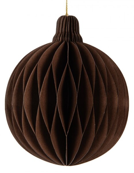 Hnědá vánoční ozdoba z papíru koule Harmonic I – 10 cm