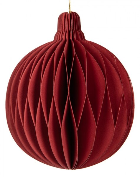 Červená vánoční ozdoba z papíru koule Harmonic I – 10 cm