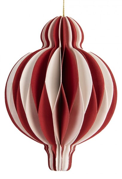 Červeno-bílá vánoční ozdoba z papíru Harmonic VI – 10 cm