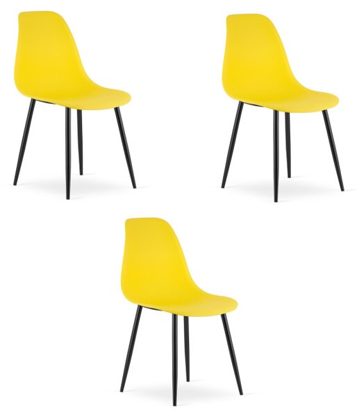 Set tří jídelních židlí WAT žlutý - černé nohy (3 ks)