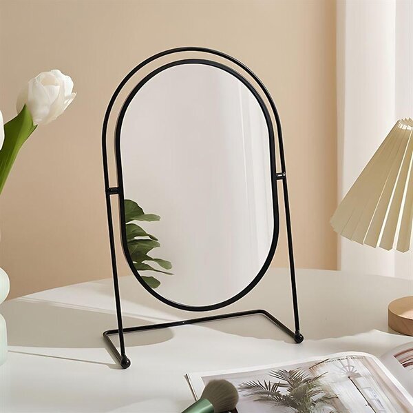 Stolní zrcadlo UNIQ Oval Lux – elegantní kosmetické zrcadlo v černé barvě