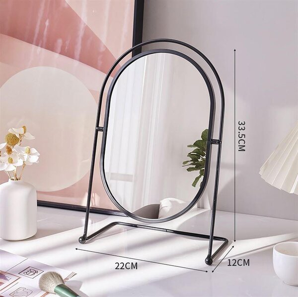 Stolní zrcadlo UNIQ Oval Lux – elegantní kosmetické zrcadlo v černé barvě