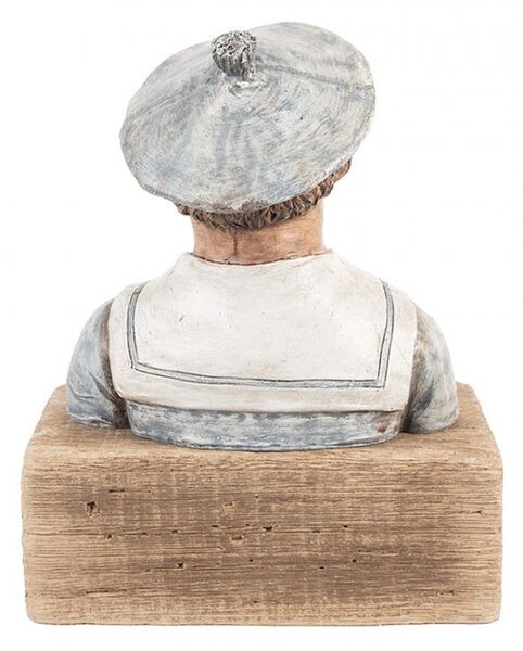 Dřevěná dekorace barevná busta námořníka s dýmkou Zeevaarder – 19x11x24 cm