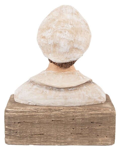 Dřevěná dekorace barevná busta lodního kapitána s dýmkou Zeevaarder – 16x8x20 cm