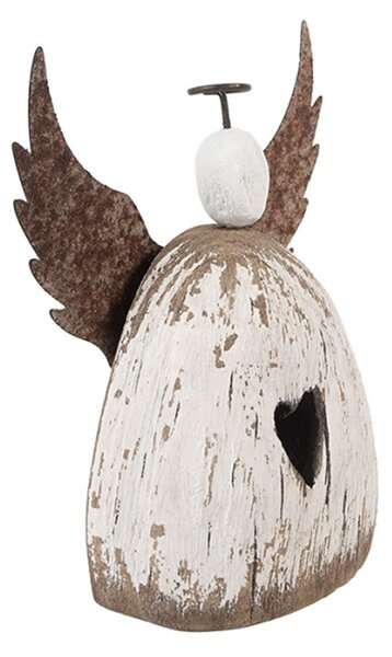 Dřevěná dekorace anděl s otvorem ve tvaru srdce M Celpas – 13x5x14 cm
