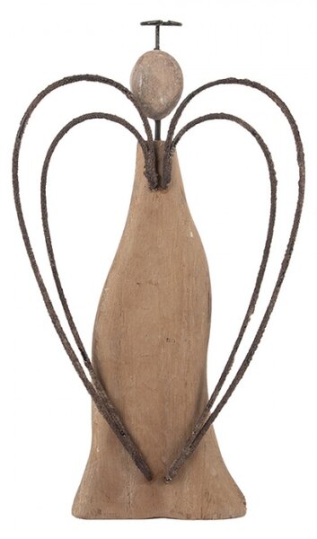 Dřevěná dekorace anděl s drátěnými křídly L Celpas – 14x4x26 cm