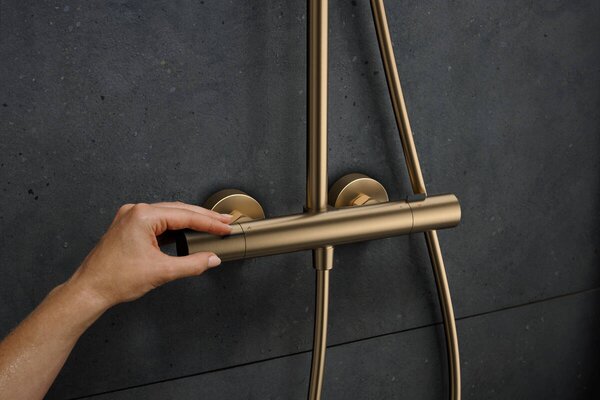 Hansgrohe Pulsify S Puro - Showerpipe 260 1jet s termostatem Ecostat Fine s ruční sprchou 3jet, kartáčovaný bronz 24236140