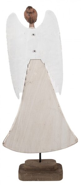 Dřevěná dekorace anděl s hvězdou a lidskou tváří Celpas – 19x6x42 cm