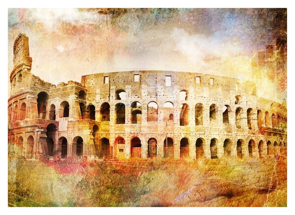 Skleněný obraz - Digitální malba, koloseum, Řím, Itálie (70x50 cm)