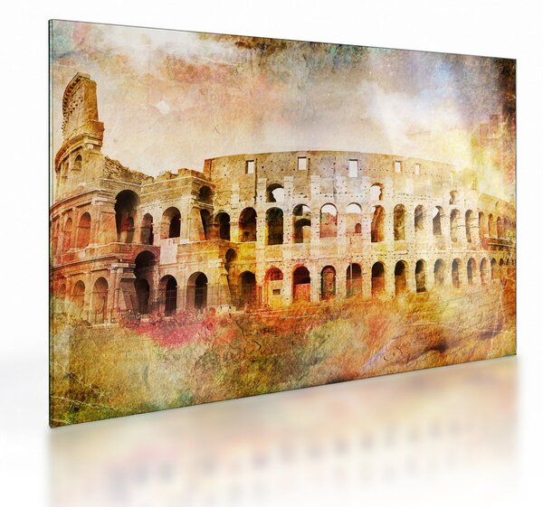 Skleněný obraz - Digitální malba, koloseum, Řím, Itálie (70x50 cm)