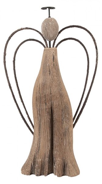 Dřevěná dekorace anděl s drátěnými křídly L Celpas – 14x4x26 cm