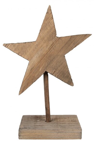 Dřevěná dekorace hvězdy na podstavci v rustikálním stylu – 15x8x21 cm