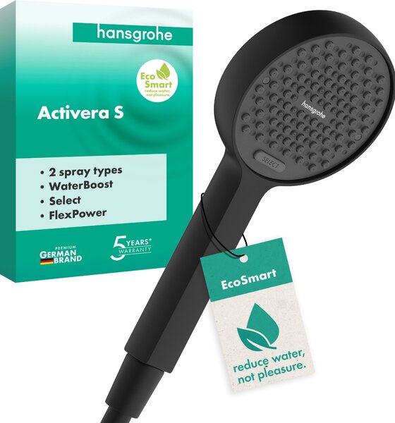 Hansgrohe Activera Select S - Ruční sprcha 95 2jet, EcoSmart, se zesilovačem proudu, černá matná 28035670